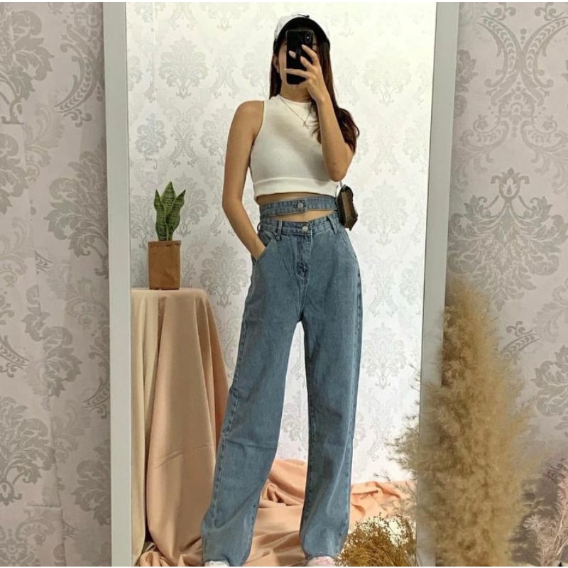 Two HW jeans kulot jeans korea kekinian