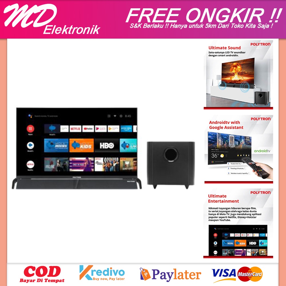 SMART TV SOUNDBAR POLYTRON 43 IN PLD43BAG9953 KHUSUS BANDUNG & JAWABARAT