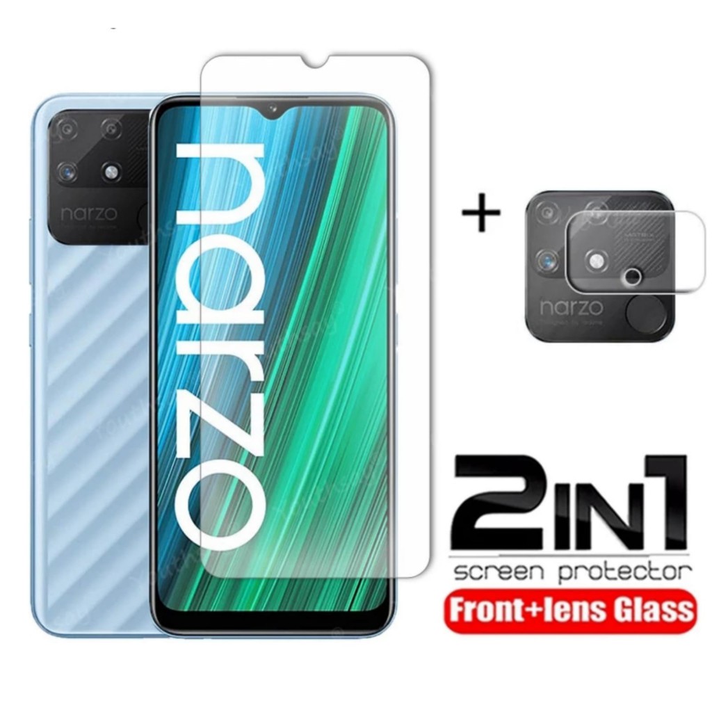 Paket Tempered Glass Realme Narzo 50A Tempered Glass Layar Free Lens Camera Handphone Clear