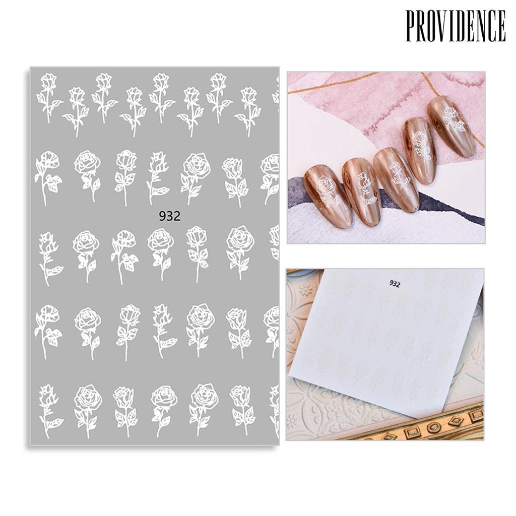 Providence 6Pcs Nail Art Stickers Hollow Design Time-saving Manicure Decorations Rose Print Nail Art Stickers for Home