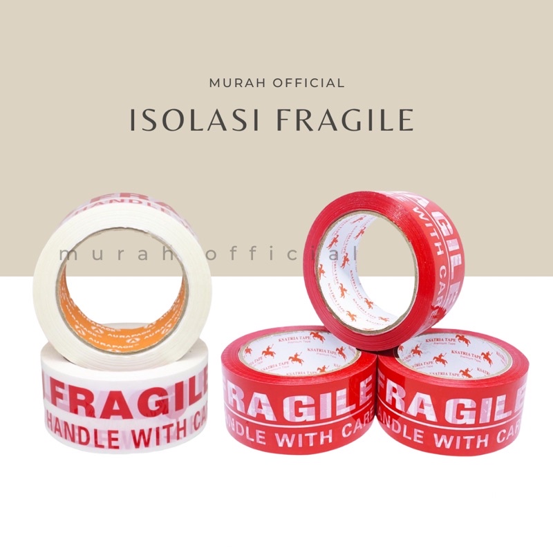 

TERLARIS Isolasi lakban plakban tulisan FRAGILE merk Royal Tapes 2inch(48mm)x40yard(36m) murah