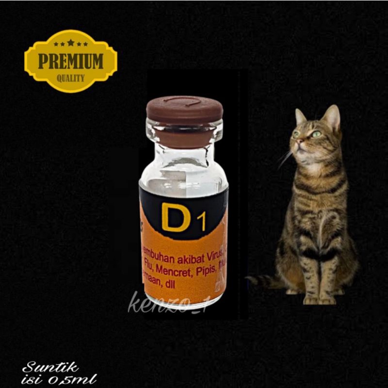 Obat vitamin Kucing D1 Original untuk Flu Bersin Batuk Pilek Sariawan Virus Calici Panleu Distemper Mencret Diare Pencernaan Muntah Masalah Pipis Mulut bau Berliur by uky amino