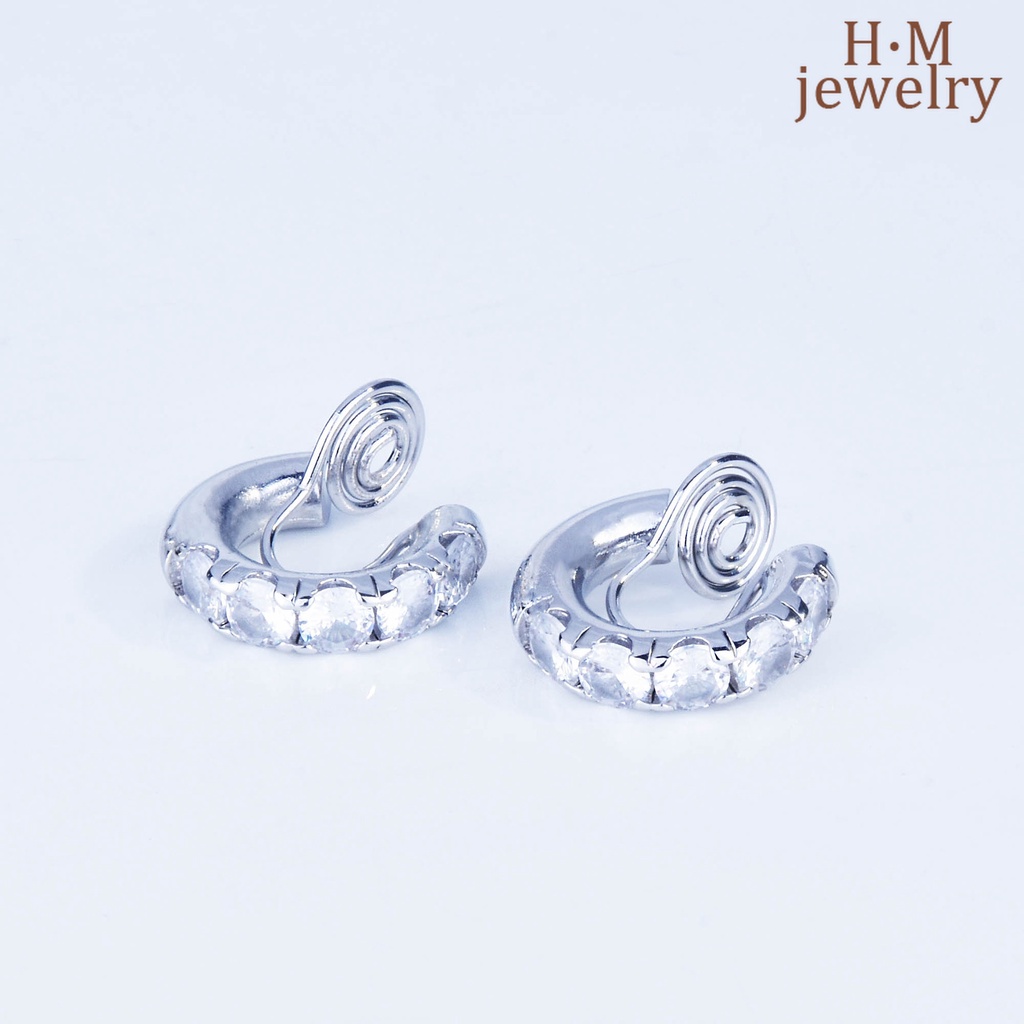 Anting Klip Telinga Tanpa Tindik Aksen Berlian Model Twin Coil Nyamuk