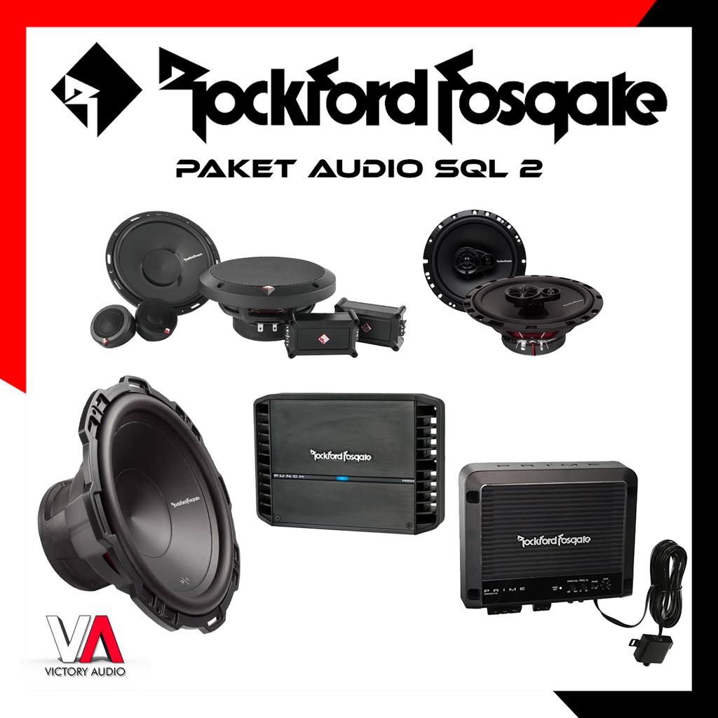 Paket Audio Mobil Full Set Sound System ROCKFORD FOSGATE 2 Entry Level SQL Speaker Split 2-Way Coaxi