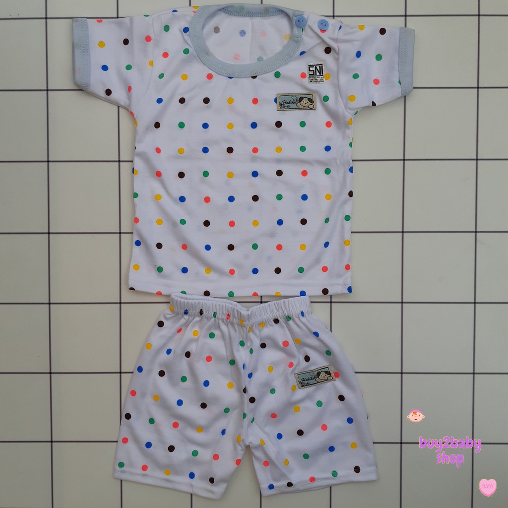 Setelan kaos pendek celana pendek bayi motif Polkadot warna Hokiku 0-3 Bulan 1 PCS