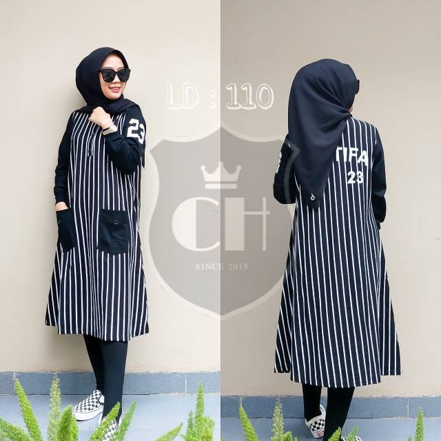 Tunik chatifa salur hitam