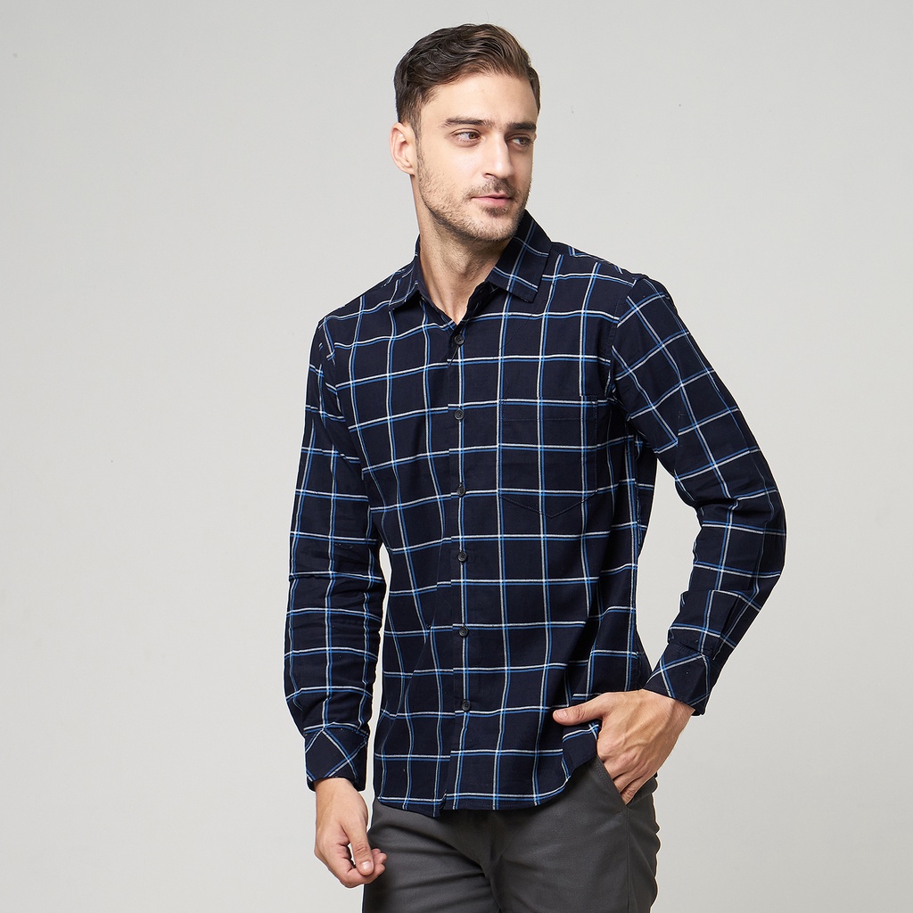 RGB Clothing Company Kemeja Pria Lengan Panjang Corduroy Biru dan Hitam RHMJ1107218