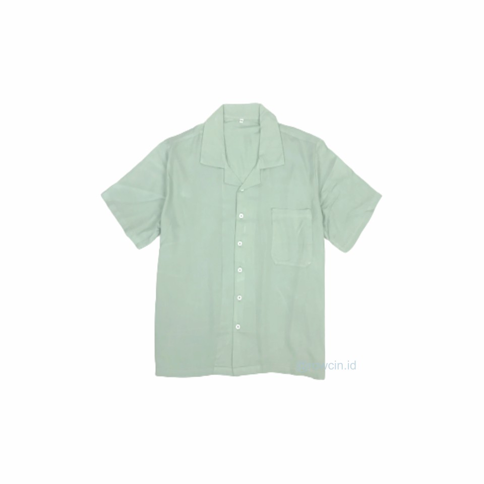 KEMEJA HAWAI POLOS UNISEX KATUN RAYON KEMEJA LENGAN PENDEK-Hawai Mint
