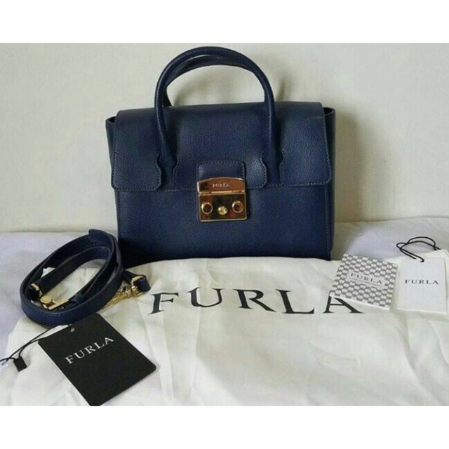 Furla Metropolis Medium Satchel Navy
