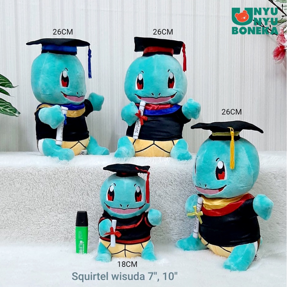 boneka toga wisuda squirtle animal graduation souvenir pokemon