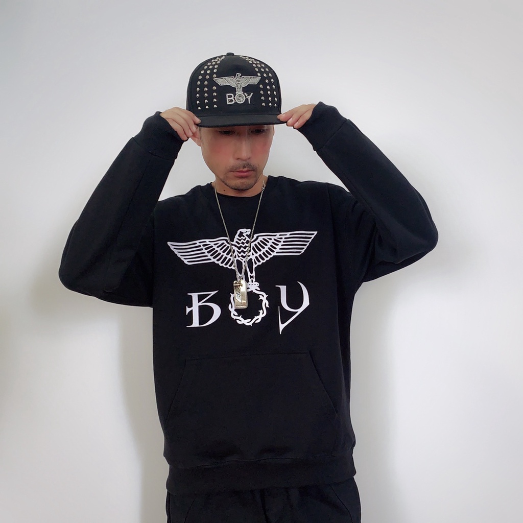 BOY LONDON  Mirror 1:1 Awal Musim Gugur Baru [Flocking Eagle] Sweater Longgar Gaya Pasangan