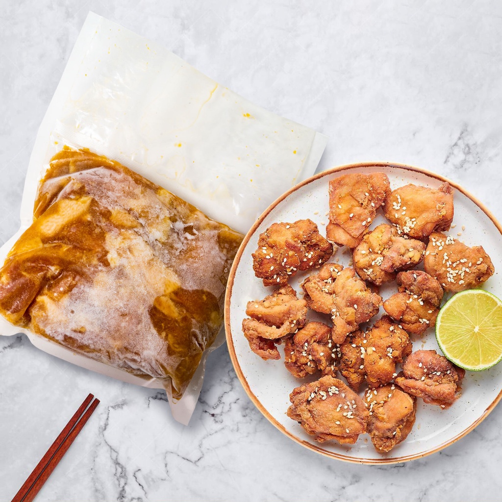 

Frozen Chicken Karaage Marinated / Ayam Tanpa Tulang ala karage dengan tepung karage terpisah diberikan