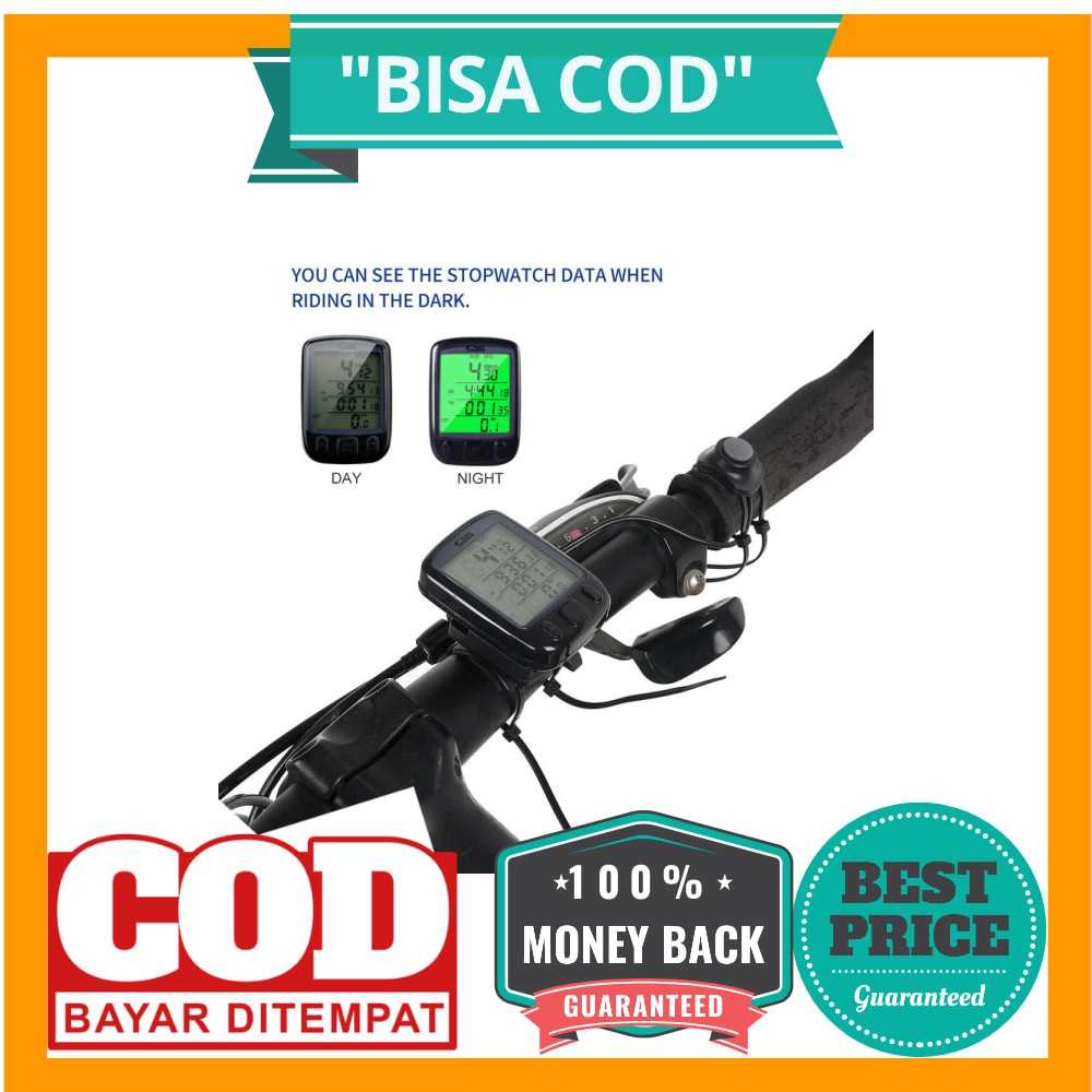 BISA COD SunDING Speedometer Sepeda Backlight LCD - SD-563A - Black