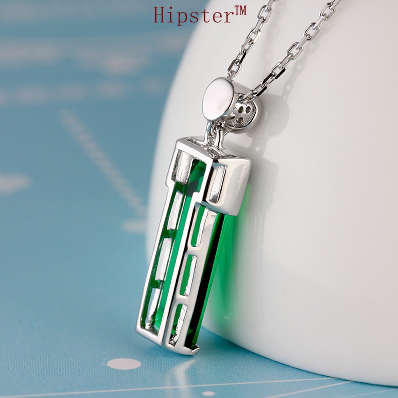 Hot Sale Classic Fashion Luxury Square Emerald Pendant Necklace