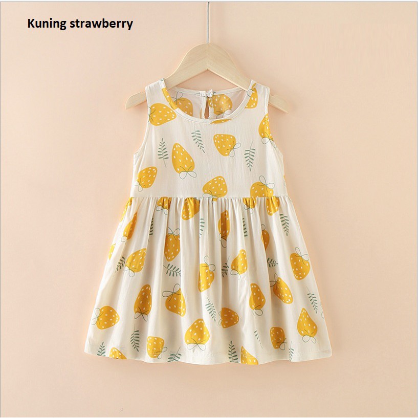 Dress tanpa lengan/ baju dress anak /pakaian bayi anak perempuan banyak motif kualitas premium