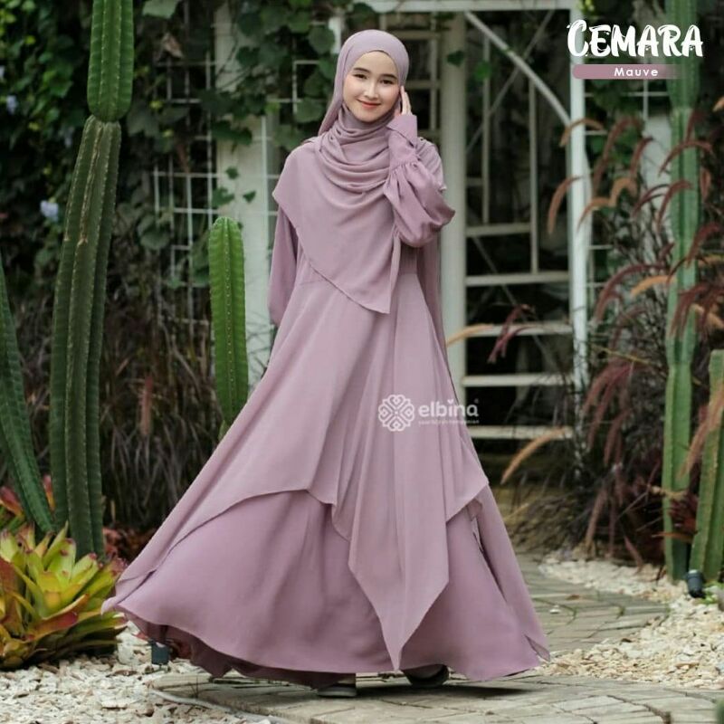 Set Dress cemara,gamis dan pasmina by elbina hijab