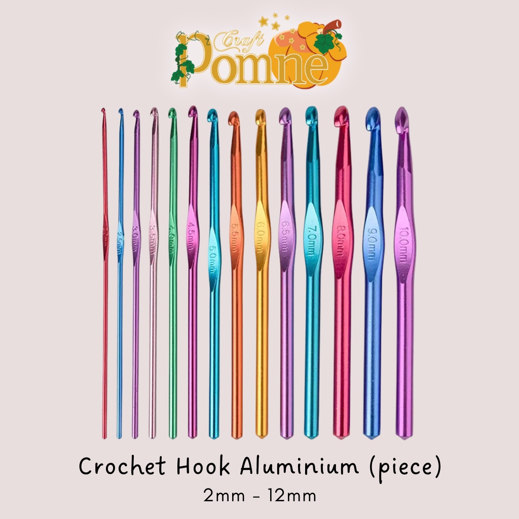 NEW! (SATUAN) HAKPEN / JARUM RAJUT / CROCHET HOOK BESI ALUMUNIUM STEEL TERSEDIA UKURAN JUMBO 2mm - 12mm / COCOK UNTUK PEMULA / JARUM RAJUT GAGANG BESI ENTENG