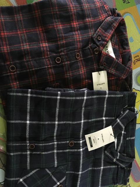 Stramps Flannel Shirt 1598  Shopee Indonesia