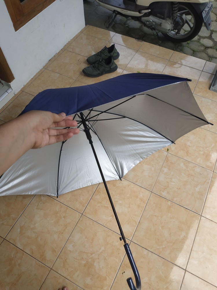 Payung Tongkat Polos / Gagang Warna / Sablon Promosi / Grc - 75008