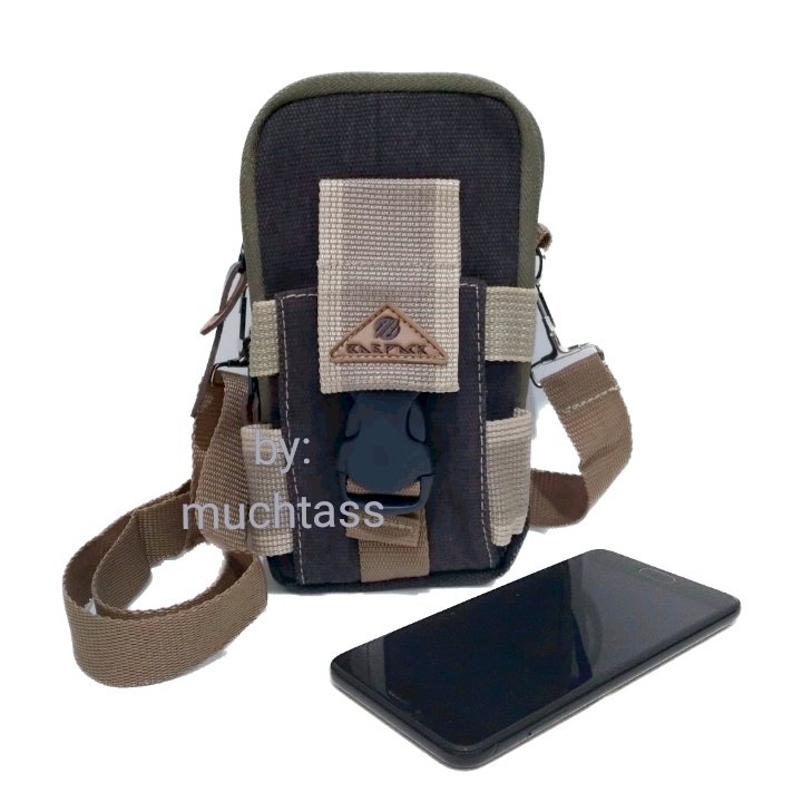 Tas Hp Tactical Bahan Kanvas Tas Hp 7 inchi Slingbag Tas Kanvas Tas Selempang Pria