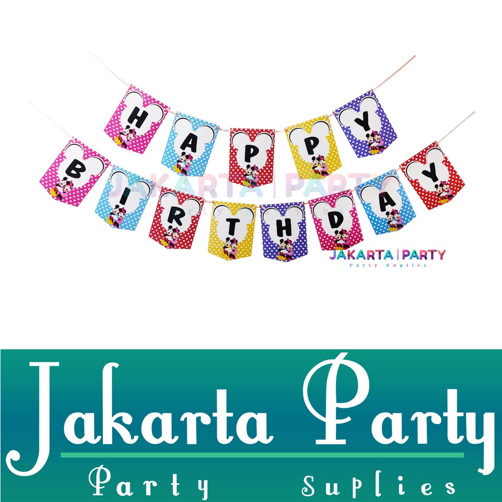 Banner HBD Mickey Minnie #3 / Bunting Flag Mickey Minnie / Party Flag Mickey Minnie