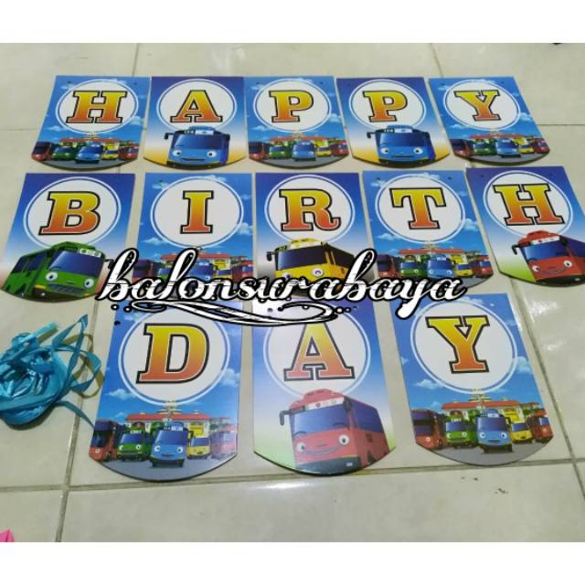 Banner Happy birthday bus kartun