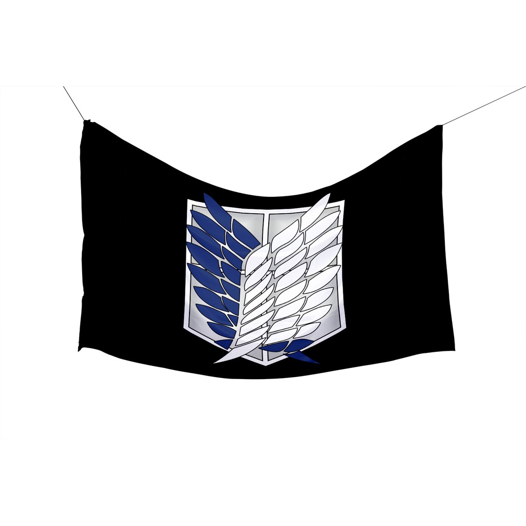 Bendera Attack On Titan Shingeki No Kyojin Tapestry AOT Aesthetic Poster Pemadani Kain Anime-BLACK