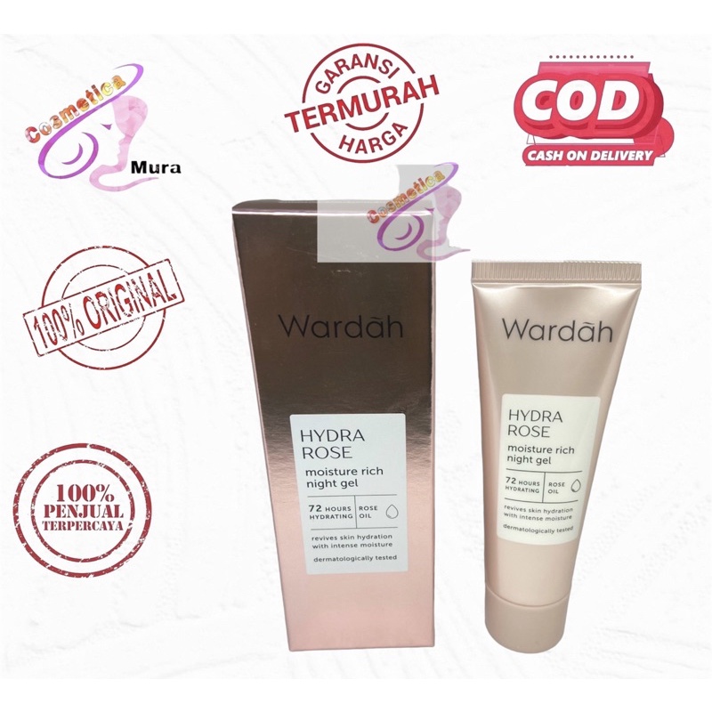 [ night cream 17 ml ] wardah hydra rose moisture rich night cream // krim malam wardah hydrarose