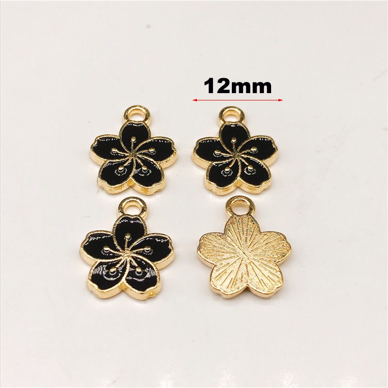 4pcs Liontin Bunga Enamel Charms Dripping Oil Charmping DIY Untuk Membuat Perhiasan