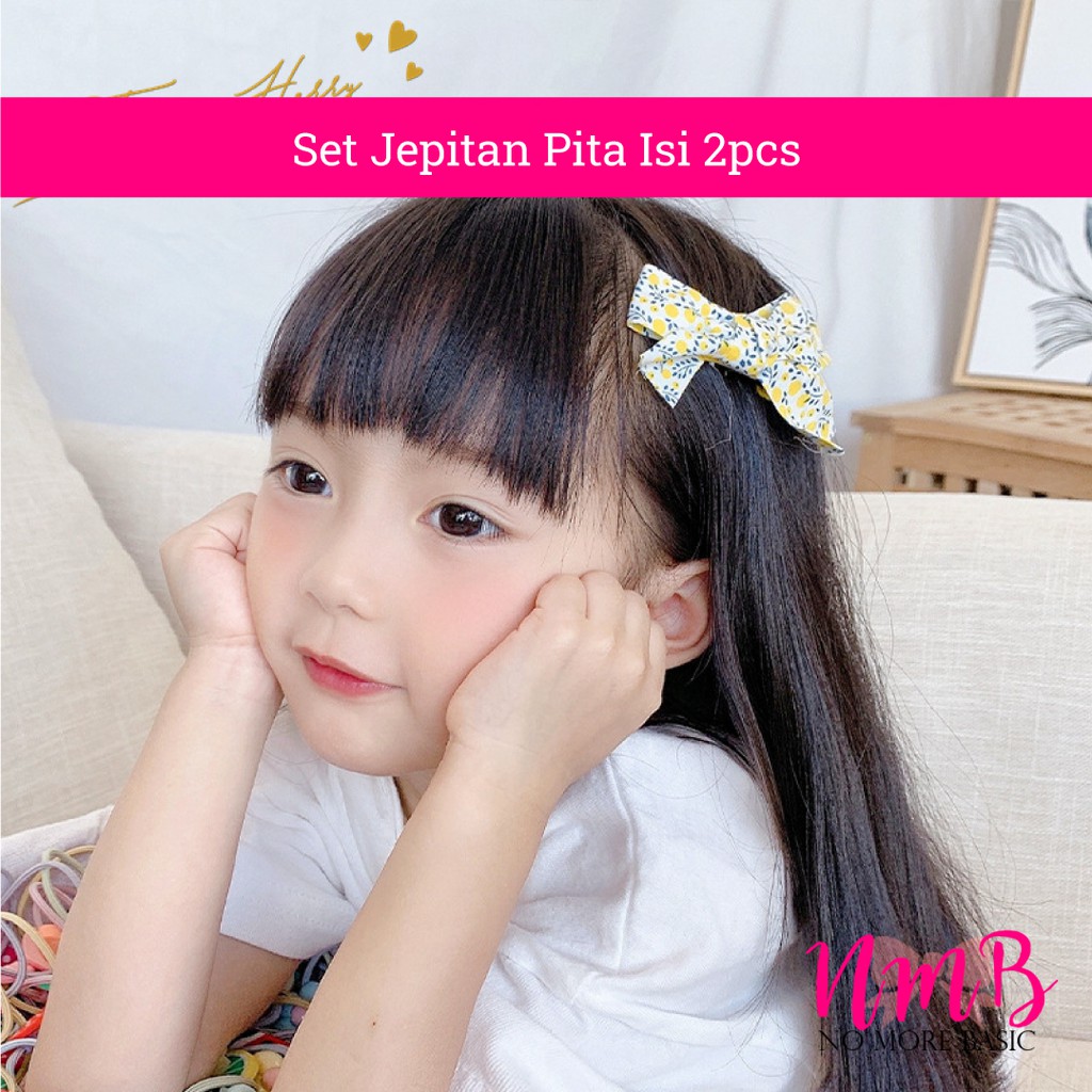 Jepitan Rambut Anak Perempuan Korea Jepit Pita Set Jepitan Pita Isi 2pcs Rambut Anak Motif Lucu