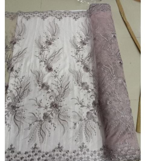 TERBARU Kain Tile 3D / Bahan Tile 3D Meteran Gliter-Non Gliter / Bahan Brokat Kebaya ●