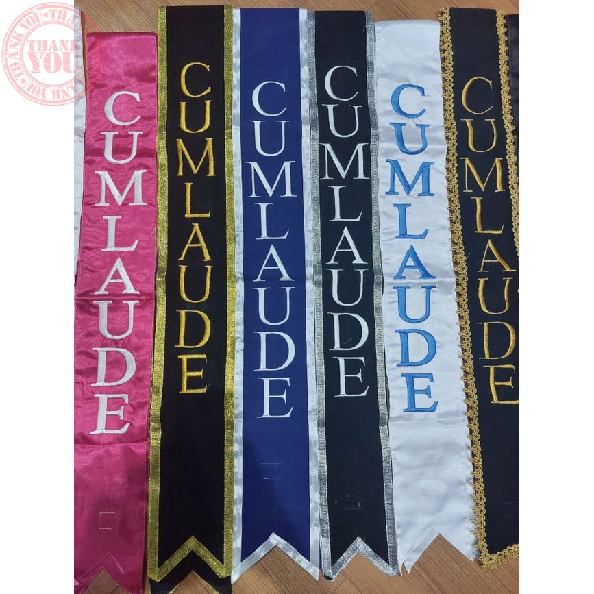 Selempang Wisuda CUMLAUDE Bordir Graduation Custom Terbaru Sash/ Slempang bludru