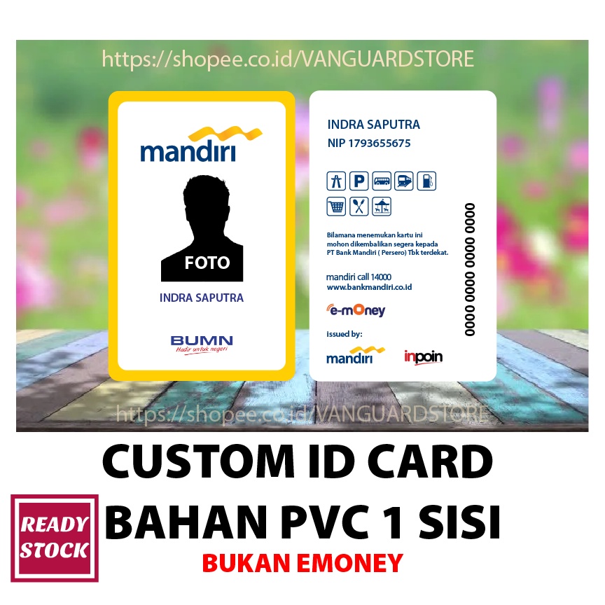 KARTU PVC CUSTOM DESIGN ID CARD BANK MANDIRI BAHAN PVC - 2 SISI