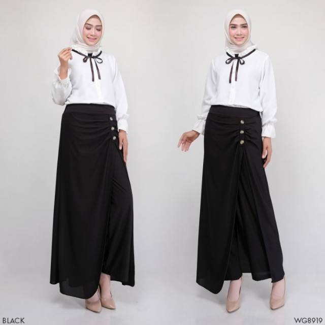 BLACK BUTTON RACELA Fit to L Fashion Bawahan Busana Muslim Trendy Rok Wanita