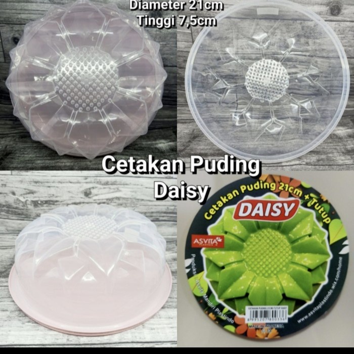 BISA COD - Cetakan Puding Agar Jelly Bolu Kukus DAISY 21 CM + TUTUP