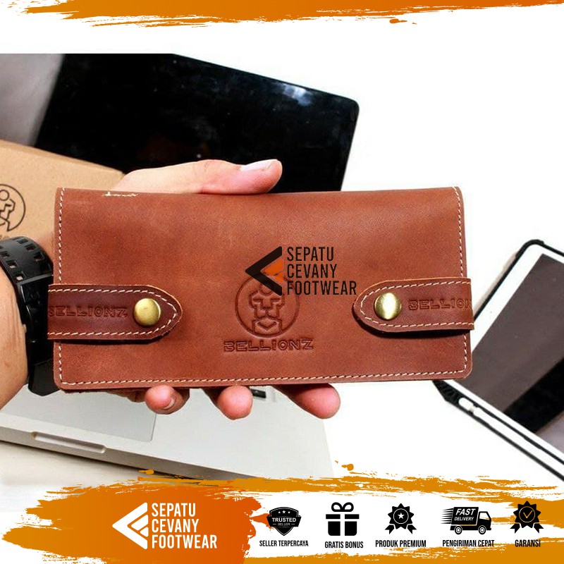 SCF x ROSE - Dompet Lokal Bandung Cibaduyut Casual Pria Bahan Kulit Model Panjang Lipat Wallet Cowok