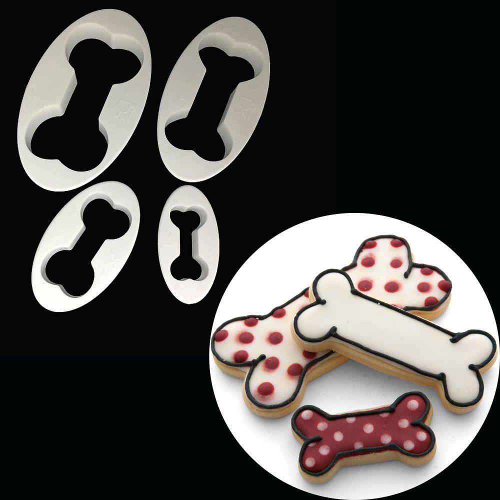 Populer 4PCS Cetakan Kue Tulang Anjing DIY Fondant Dekorasi Kue Sugarcraft Cookies Cutter