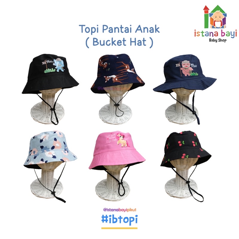 Catellove Topi Pantai Anak Tali Motif / Topi Anak - Bucket hat