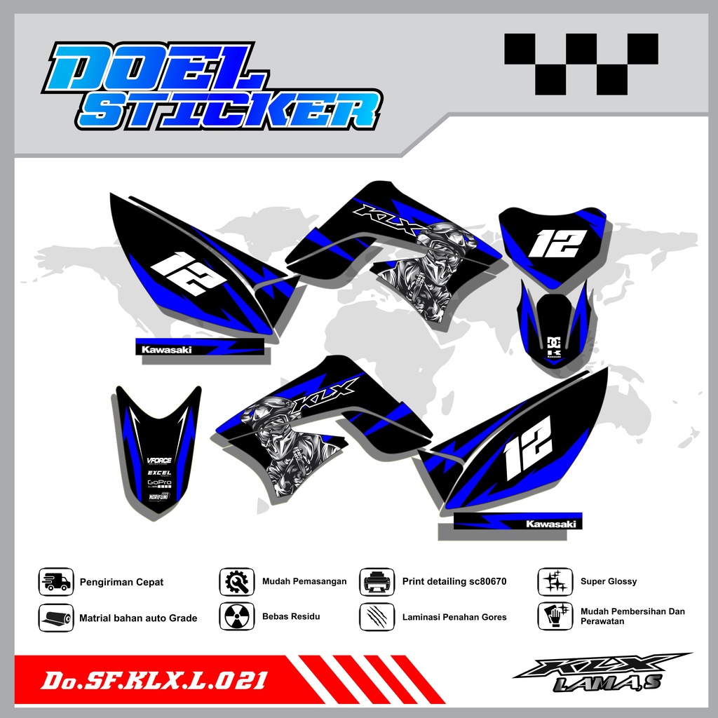 Sticker Striping Honda KLX L , S Lama List Variasi Hologram , Crome Doel 021