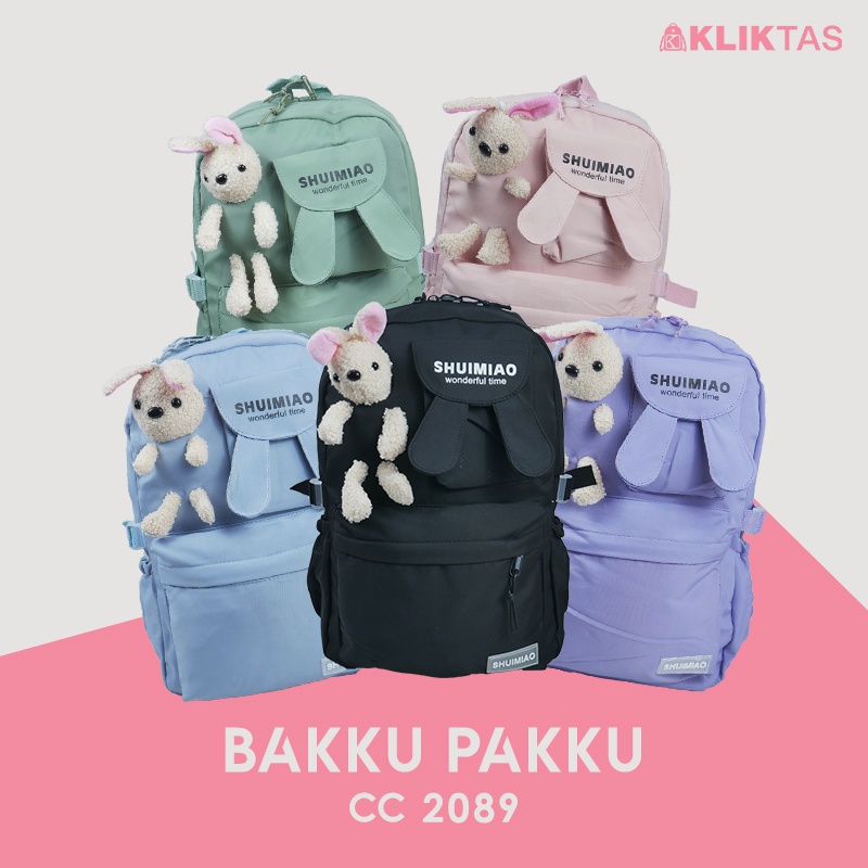 [KLIKTAS] Tas Ransel Perempuan Korea Bakku Pakku 2089 Backpack Sekolah Kuliah Pelajar Mahasiswa