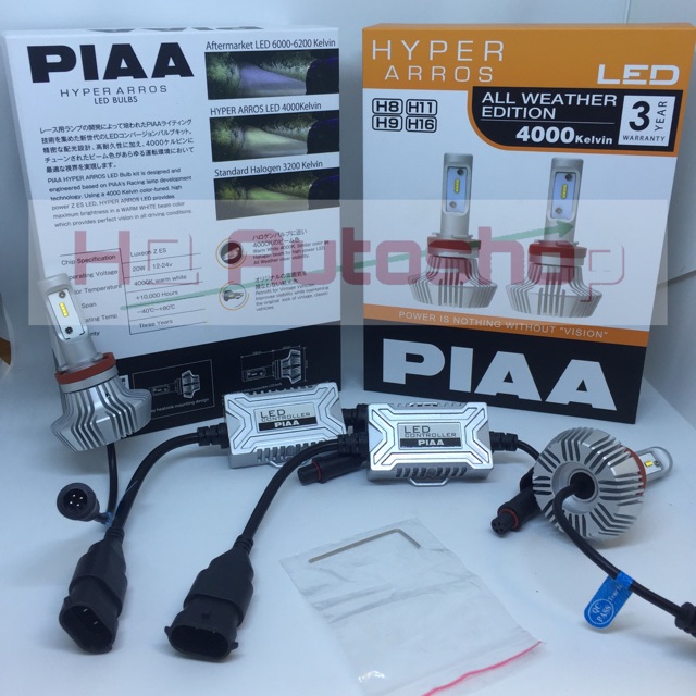 PIAA LEH132E Hyper Arros LED All Weather H8 H9 H11 H16 4000K Warm White Putih Kekuningan Lampu Mobil