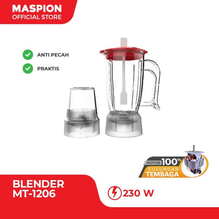 MASPION Blender 2 Tabung Plastik 1 Liter MT 1206 - Garansi 1 Tahun