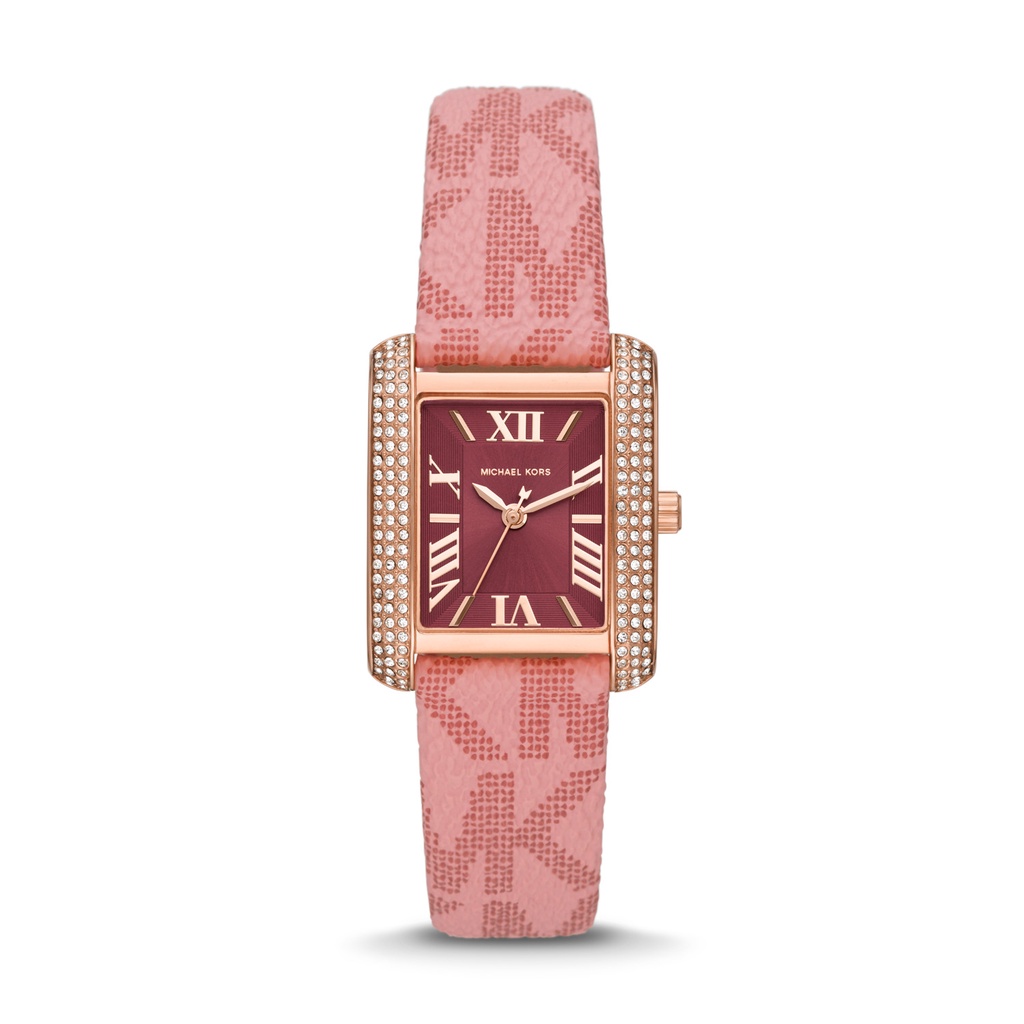 Michael Kors Emery Red Dial Pink PVC Jam Wanita 33MM MK2966