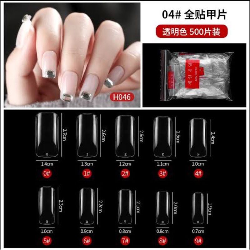 Per biji Kuku palsu stiletto pengantin panjang pendek nail art fake nail bening polos extention half tip set premium oval murah