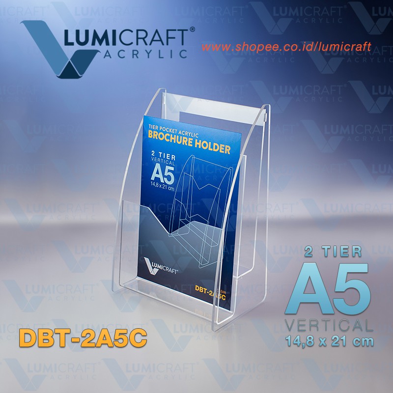 

Tempat Brosur Dua Tingkat / Brochure Holder 2 Tier - Ukuran A5 | Lumicraft - DBT-2A5C