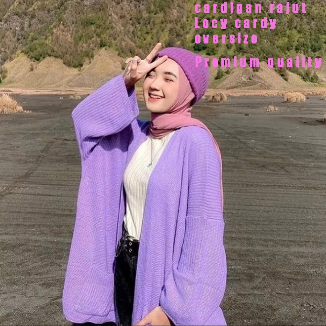 Sweater cardigan rajut oversize locy cardi premium wanita banyak pilihan warna pakaian baju atasan