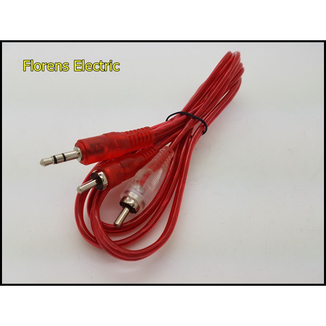 1.5 m Kabel 3.5mm to RCA transparan Stereo Audio dari HP ke Speaker