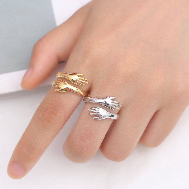 Cincin Model Terbuka Desain Hati Warna Silver Untuk Wanita