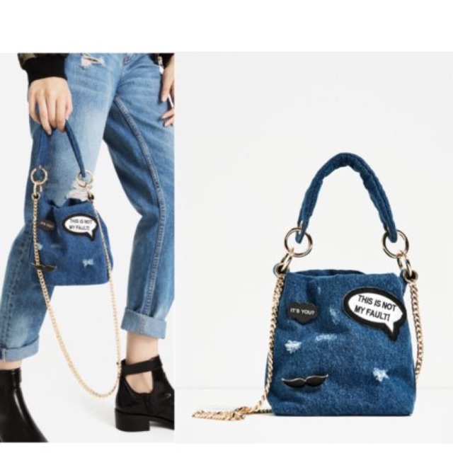 Zara mini denim bag with patch