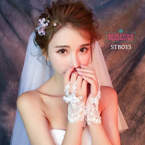 [BISA COD] SARUNG TANGAN LACE AKSESORIS WANITA WEDDING GLOVES BROKAT STB013